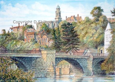 Bridgnorth and The River Severn with St Mary's, greeting card or notelet. Prints available.