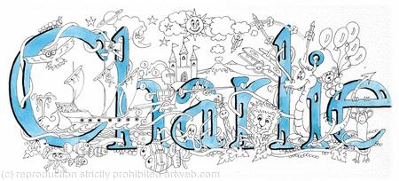 Charlie Illustrated child's name, pack of 5 small cards with envelopes