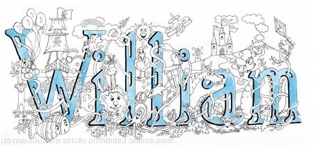 William Name art card pack of 5 small cards with white  envelope in clear bagcard )