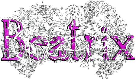 Beatrix name art greeting card with mathing purple envelope