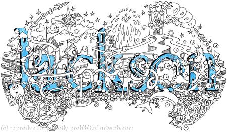 Jackson name art greeting card with blue envelope