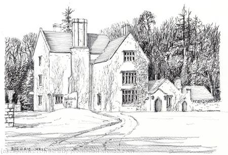 Bodidris Hall Denbighshire , signed  print on a4 watercolour paper. Unmounted.