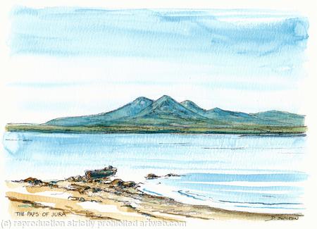 Jura, the paps printed on greeting card or notelet or invitation perhaps. Prints and postcards available.