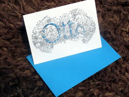 Otto name art greeting card with blue envelope