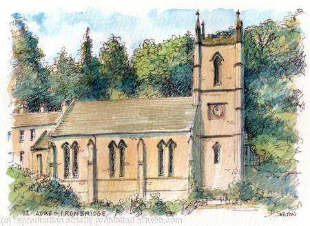 Ironbridge st Luke church greeting card or notelet. prints and postcards available.