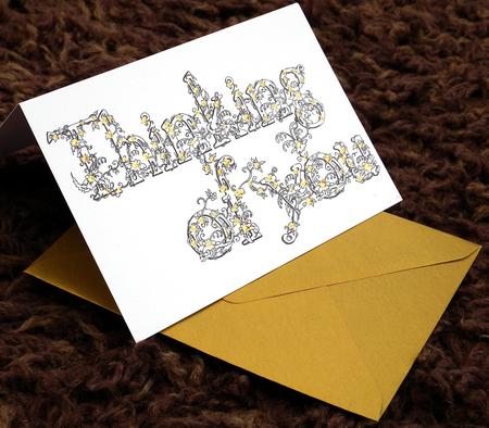 Thinking of you greeting card with gold envelope