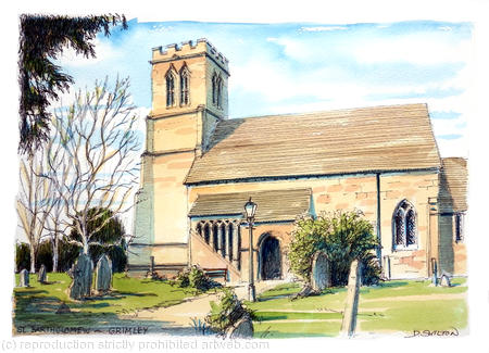 Grimley Church Worcestershire colour greeting card. Prints and postcards available.