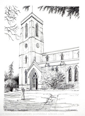 Pontesbury Church St Georges greeting card, notelet or thank-you card perhaps. Prints and postcards available.