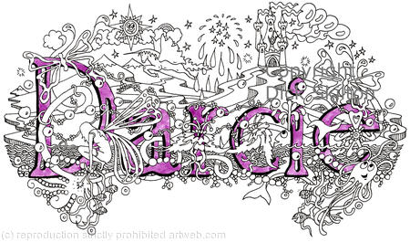 Darcie name art design as greeting card