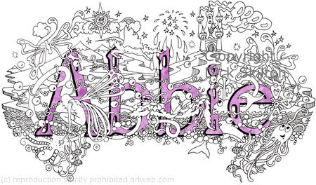Abbie name art design on greeting card
