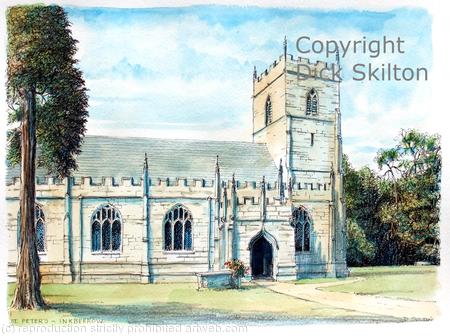 Inkberrow St Peters coloured Worcestershire as a greeting card or bespoke notelet. Postcards and prints available.