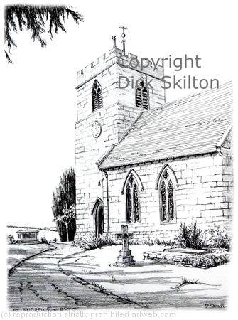 Ryton St Andrews pen drawing as a greeting card, invitation, thank-you card or notelet.