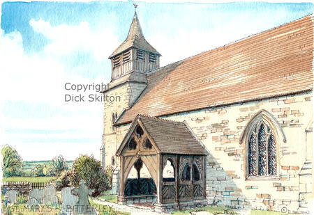 Bitterley st Mary's Church printed as a greeting card, invitation, thank you card or notelet. prints and postcards available.