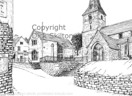 Cleobury Mortimer Church pen drawing as a greeting card, notelet or perhaps an invitation or thank-you card. Prints available also postcards.