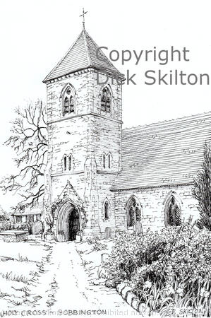 Bobbington church Holy Trinity Signed a4 print on watercolour paper, unmounted.