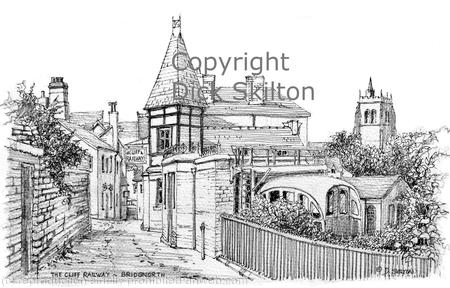 Bridgnorth Cliff Railway pen drawing as a signed print within on A4 paper