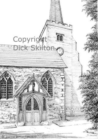 Danbury Church Essex pen drawing as a greeting card