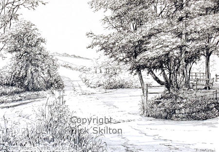 Neen savage ford pen drawing as a 6 by 4 inch greeting card or notelet.  Prints available on request.