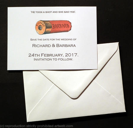 Wedding save the date card with cartride and your names