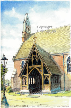 Wilden Church All saints near Kidderminster Signed a4 print on watercolour paper, unmounted.