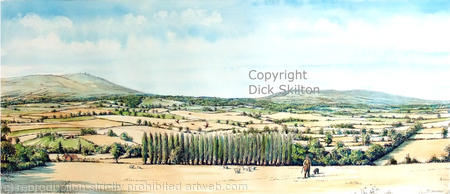 Clee hills from Six Ashes Cleobury Mortimer as a signed print on A4 paper. Unmounted.