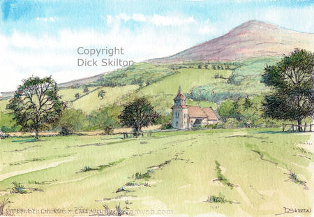 Clee hill & Bitterley Church as a greeting card . Prints  available.