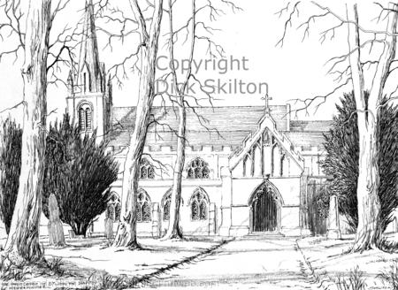 kidderminster St John The Baptist Parish Church b&w  as a greeting card, bespoke notelet or invitation. postcards and prints available.