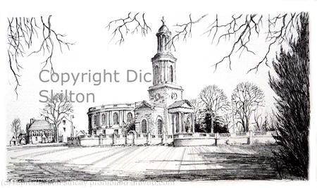 Shrewsbury St Chads showing front as a greeting card, notelet, invitation or thank you card . Prints postcards and original available