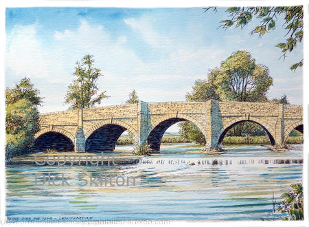 Leintwardine River Teme and bridge as a greeting card or notelet. Prints and available.