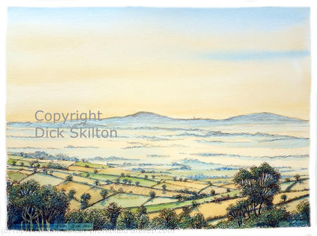 Abberley from Clee Hill sunrise (2) as a greeting card. prints available.