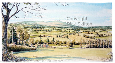 Clee hill, Titterstone Clee from six ashes (2) as a greeting card or bespoke notelet. Prints and postcards available.