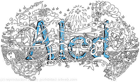 Aled name art design as a greeting card. Prints and scans available.