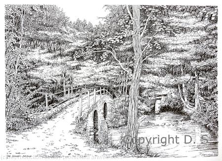 Highley 'The donkey bridge' pen Greeting card or bespoke notelet. prints and postcards available.
