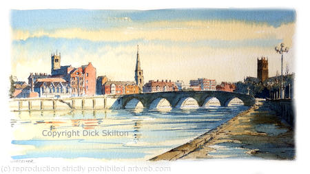Worcester Bridge and the River Severn greeting card