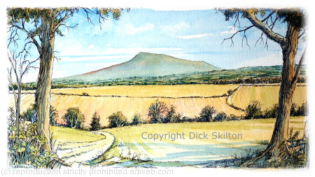 Clee Hill from the south near Ludlow, greeting card or bespoke notelet. Prints and postcards available.