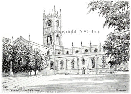 Ludlow St Laurence's church as a greeting card, notelet, invitation or thank-you card. Prints and postcards available.