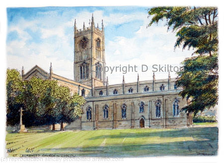 Ludlow st Laurence watercolour as a greeting card, notelet, invitation or thank you card. prints and postcards available.