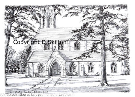 Bromsgrove all saints pen and pencil as a greeting card or invitation or thank you card. prints and postcards available. 