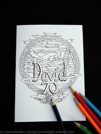  DAVID 70 example of bespoke colouring card. Any number, any name. colour and send or send to be coloured. Purchase on pay-pal and state name and number.