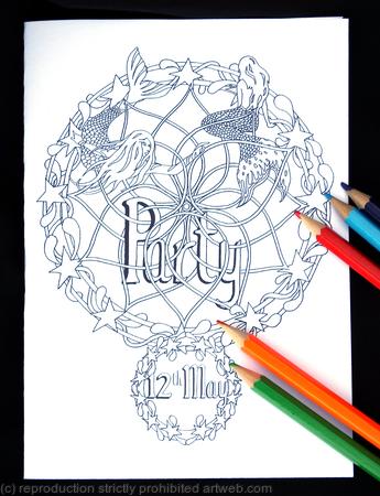 Party example with date and mermaids. Any date available. colour to send or send to be coloured. Purchase on pay-pal and state date needed