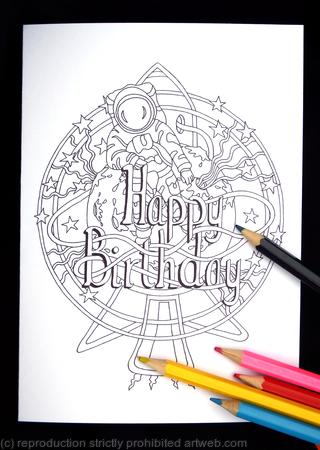 Spaceman colouring in card, any name available, just ask. Colour to send or send to colour.Invitation card perhaps. 