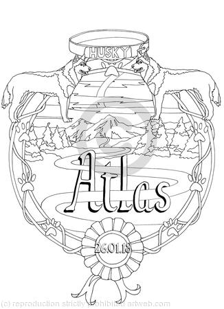 Husky dog design example with birth date for colouring page or scan ( any name available and birthdate ), this is a card but scans available for you to print what you want.