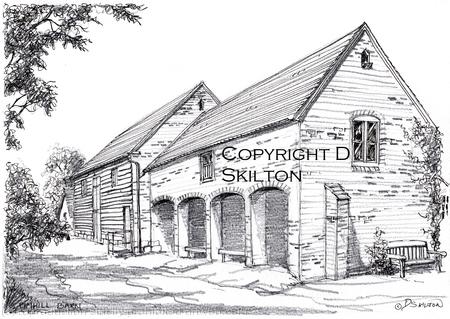 PIMHILL BARN wedding venue near Shrewsbury, pencil and pen print on a greeting card ( ideal thank you card). Prints mounted and signed available with names and dates printed below if you wish.