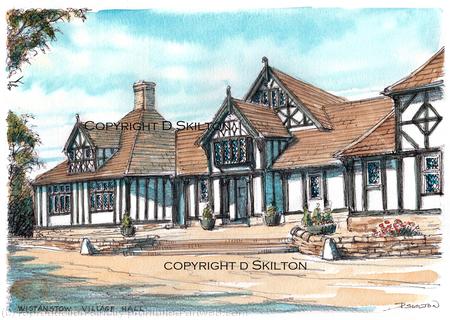 Wistanstow Village Hall pencil pen and watercolour as a signed  print on A4 watercolour paper unmounted.