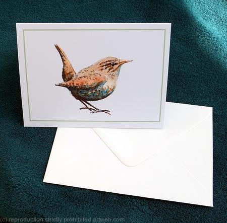 Wren notelet approx 6 by 4 inches ( you can have these personalised with your name and address on the back when you purchase 10 or more)