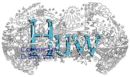 HUW as a boys name. This has a Welsh dragon on the knight's shield. This is an example of a name art design which can be a card, postcard, print, or we can even sell you the scan for you to use and print any way you like.