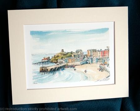 Tenby North beach, signed, digital print in a 7 by 9 inch mount to fit standard frame. supplied in mount and cello bag @£20 each.
