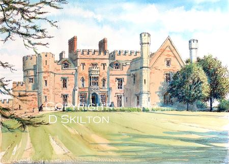 Rowton Castle watercolour, printed  as a Signed print on a4 watercolour paper unmounted