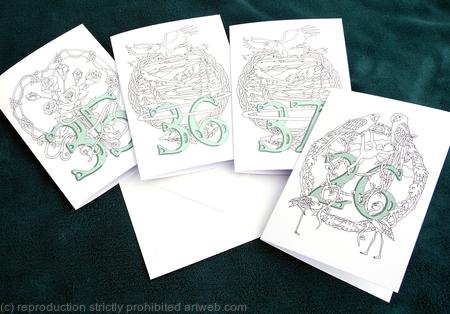 35 36 37 and 26 number images on different possible designs. Cards sold as single cards @ £2.70 each just let me know which design and number. These cards can have the persons name within the design as well.
