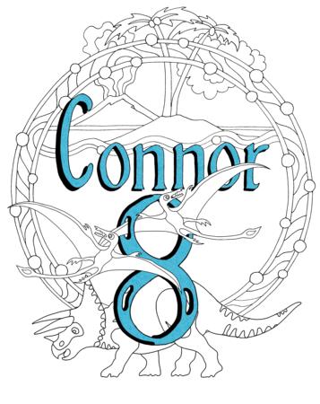CONNOR 8, example of bespoke names and age and interest card. I can produce a card with a design to suit name, age, two interests for £5 + postage. Scans available.